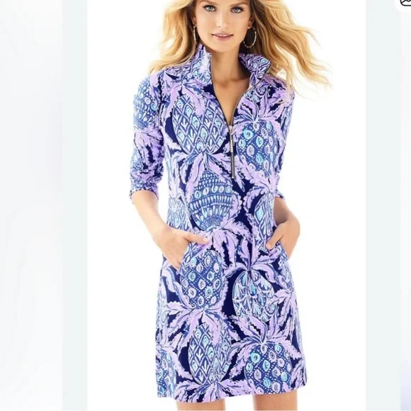 Lilly Pulitzer Skipper Popover Dress UPF 50+ Lilac Verbena Sz S - Picture 1 of 16